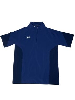 Under Armour Navy/Black Short Sleeve Loose Fit 1/4 Zip Golf Pullover-Youth XL